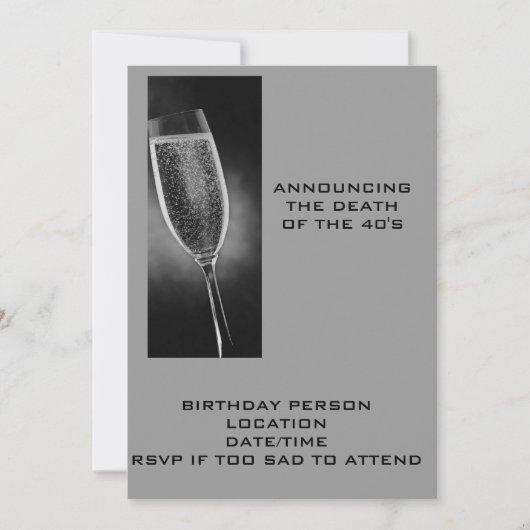 AANMELDING VAN DE DOOD VAN DE INVITE VAN 40 KAART (Voorkant)