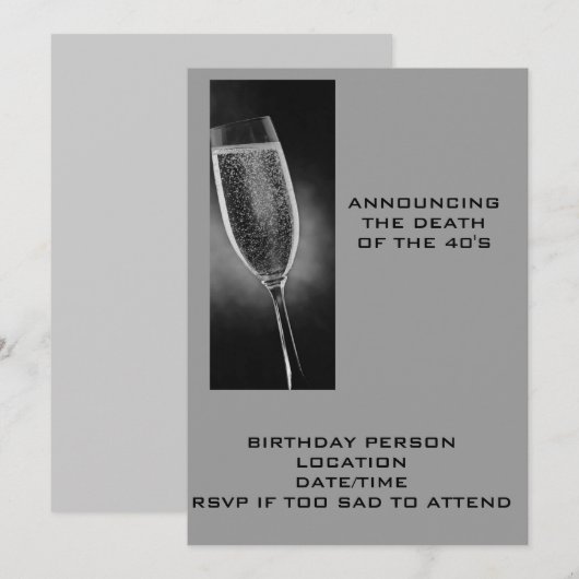 AANMELDING VAN DE DOOD VAN DE INVITE VAN 40 KAART (Voorkant / Achterkant)