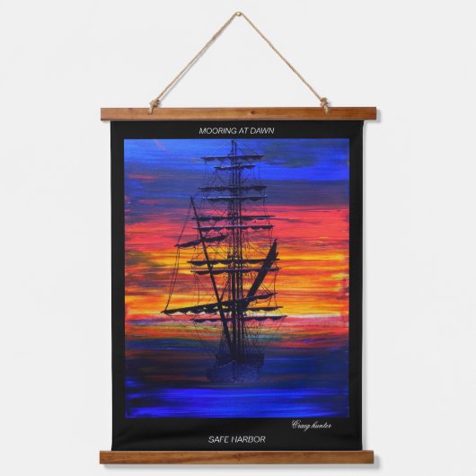 Aanmeren bij zonsopgang, veilige haven hangend wandkleed (Voorkant)