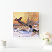 Aanmoedigde fazant om te vliegen vierkante klok (Huis)