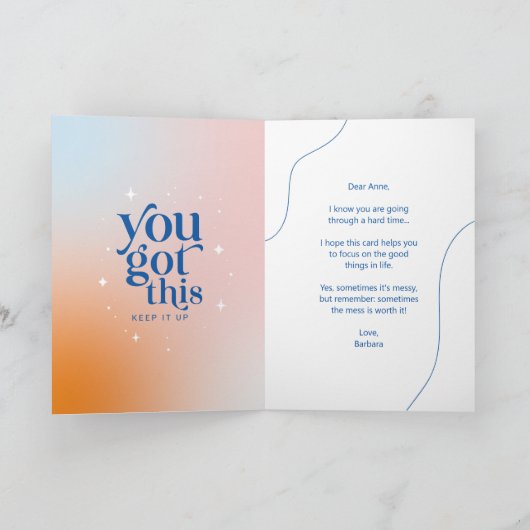 Aanmoedigend citaat Het leven is rommelig, maar Gl Kaart (Binnen)