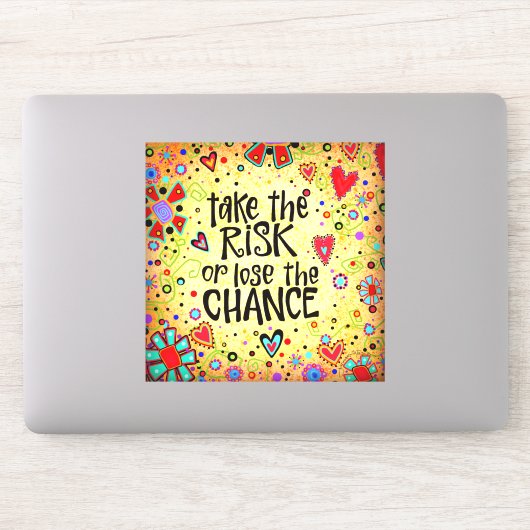 Aanmoedigend Neem het risico Yellow Fun Trendy Sticker (Computer)