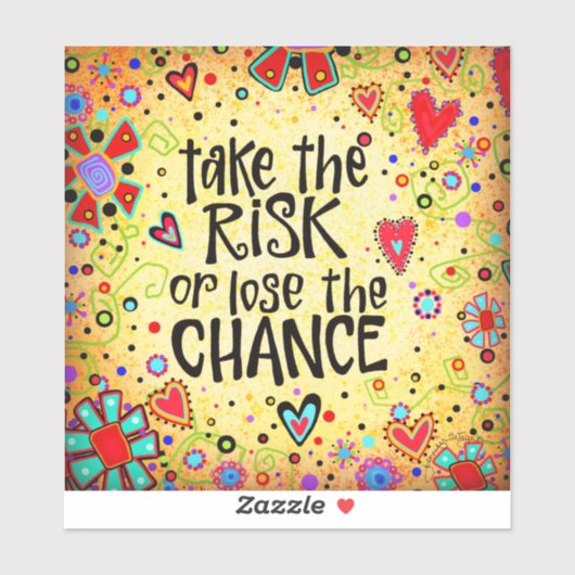 Aanmoedigend Neem het risico Yellow Fun Trendy Sticker (Vel)