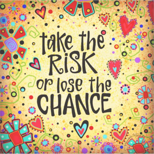 Aanmoedigend Neem het risico Yellow Fun Trendy Sticker (Voorkant)