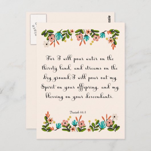 Aanmoedigende Bijbelverzen Kunst - Jesaja 44:3 Briefkaart (Voorkant / Achterkant)