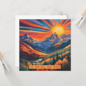 Aanmoedigende lucht die over de bergen stijgt kaart (Voorkant / Achterkant in situ)