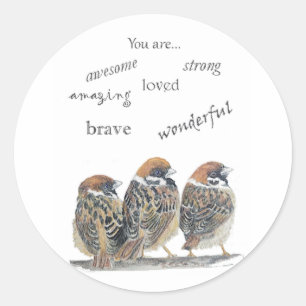 Aanmoedigende Ondersteunende Grappige Mus Vogel Ronde Sticker