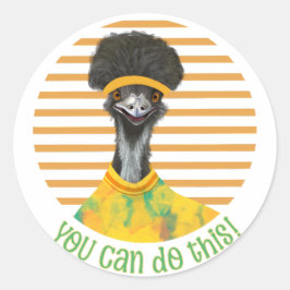 Aanmoedigende Vrolijke Emu Bird - U kunt dit doen! Ronde Sticker
