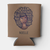 Aanmoedigende zwarte vrouw, bruin blikjeskoeler (Voorkant)