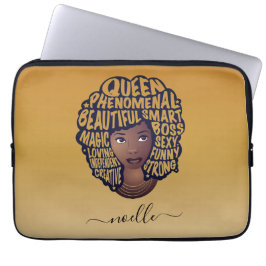 Aanmoedigende zwarte vrouwen, geel goud laptop sleeve