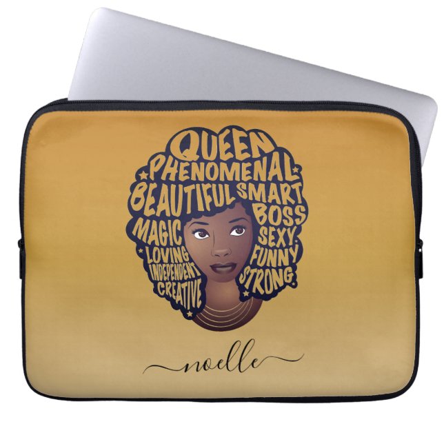 Aanmoedigende zwarte vrouwen, geel goud laptop sleeve (Voorkant)