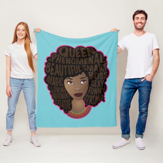 Aanmoedigende Zwarte Vrouwen, Natuurlijk Haar, Bla Fleece Deken (In situ)