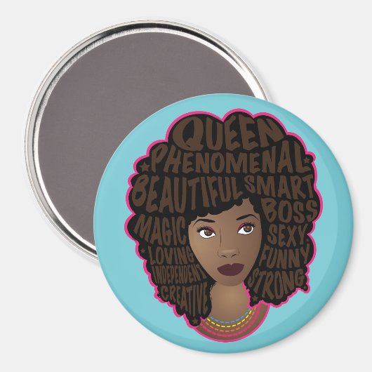 Aanmoedigende Zwarte Vrouwen, Natuurlijk Haar, Bla Magneet (Voorkant / Achterkant)