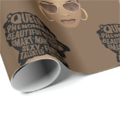 Aanmoedigende Zwarte Vrouwen, Natuurlijk Haar, Bun Cadeaupapier (Rol Hoek)