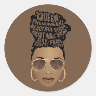 Aanmoedigende Zwarte Vrouwen, Natuurlijke Haarbroo Ronde Sticker