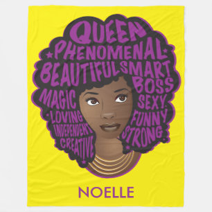 Aanmoedigende Zwarte Vrouwen, Paarse & Geel Fleece Deken