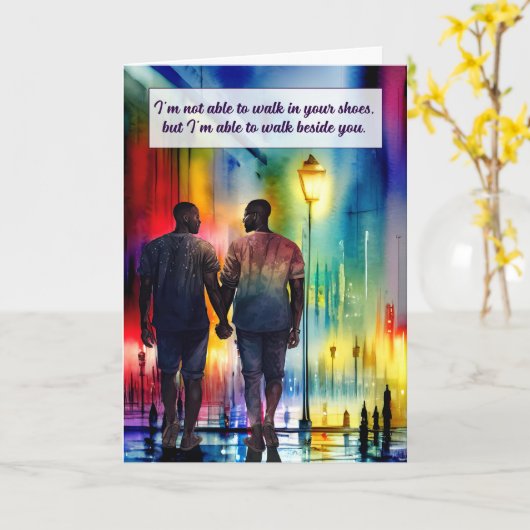 Aanmoediging Afro-Amerikaanse Gay Mannen Regenboog Kaart (Gele Bloem)