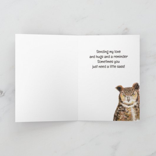 Aanmoediging Denken aan U Moeilijke Tijden Uil Kaart (Binnen)