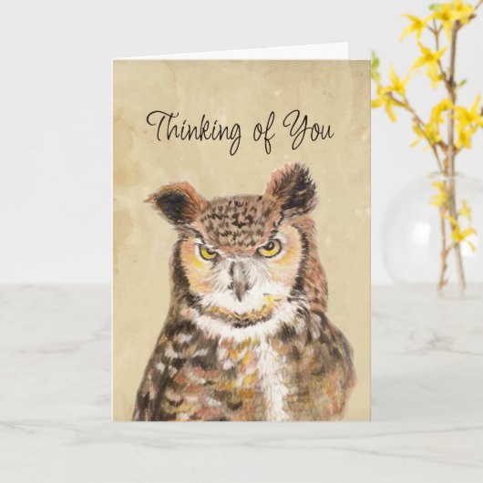 Aanmoediging Denken aan U Moeilijke Tijden Uil Kaart (Gele Bloem)