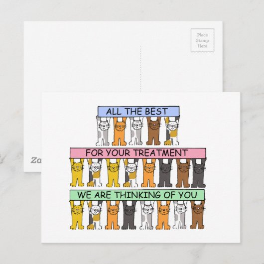 Aanmoediging door Cartoon katten te behandelen Briefkaart (Voorkant / Achterkant)