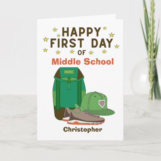 Aanmoediging Eerste Dag Middelbare School Kaart (Voorkant)