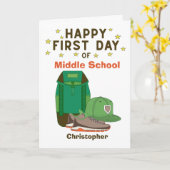 Aanmoediging Eerste Dag Middelbare School Kaart (Gele Bloem)