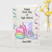 Aanmoediging eerste schooldag kaart (Gele Bloem)