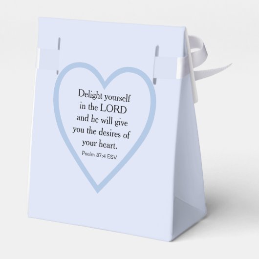 Aanmoediging en gebruik van lichtblauwe Bijbelverg Bedankdoosjes (Achterkant)