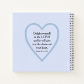 Aanmoediging en gebruik van lichtblauwe Bijbelverg Notitieboek (Achterkant)