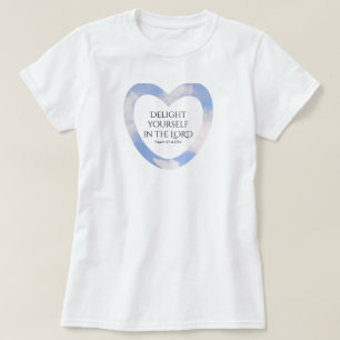 Aanmoediging en gebruik van lichtblauwe Bijbelverg T-shirt