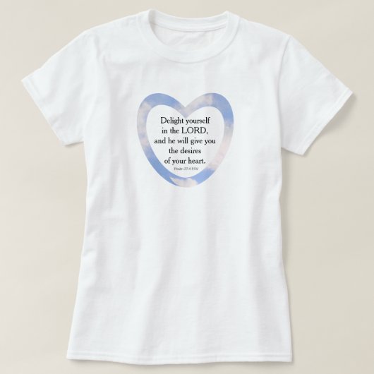 Aanmoediging en gebruik van lichtblauwe Bijbelverg T-shirt (Design voorkant)