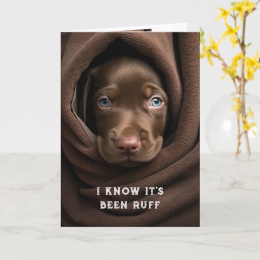 Aanmoediging / Get Well Schattige Chocolate Lab Do Kaart (Gele Bloem)