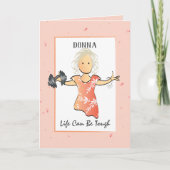 Aanmoediging Get Well Strength Vrouw Cartoon Kaart (Voorkant)