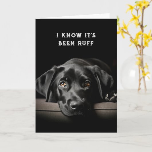 Aanmoediging/ Goed Schattige worden Black Labrador Kaart (Gele Bloem)