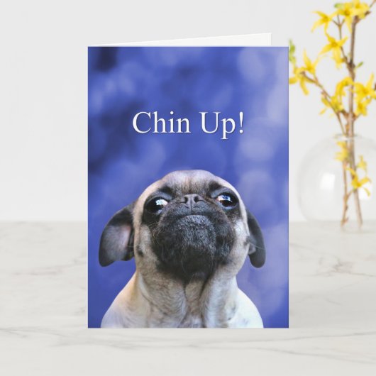 Aanmoediging hangen in China Up Pug Dog Kaart (Gele Bloem)