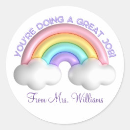 Aanmoediging kleurrijke schattige regenboog leraar ronde sticker
