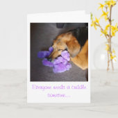 Aanmoediging Puppy neemt Teddy Bear Knuffels Kaart (Gele Bloem)