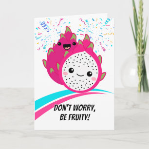 Aanmoediging Schattigee Dragon Fruit Cartoon Kaart
