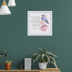 Aanmoediging, Schrift Filip 5:6 Blauwe Vogel, Poster