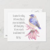 Aanmoediging, Schrift, Opgewekte Blauwe Vogel Briefkaart (Voorkant / Achterkant)