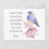 Aanmoediging, Schrift, Opgewekte Blauwe Vogel Briefkaart (Voorkant)