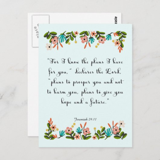 Aanmoediging van bijbelversen Art - Jeremiah 29:11 Briefkaart (Voorkant / Achterkant)