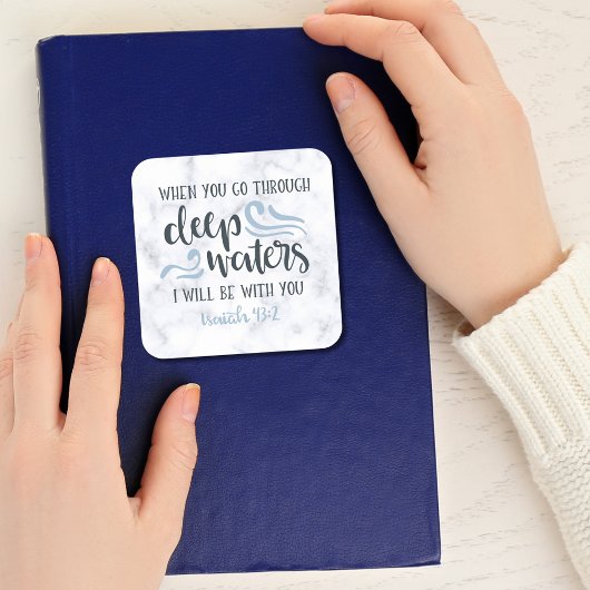 Aanmoediging van Christelijk ✝️ Bijbelvers Deep Wa Vierkante Sticker