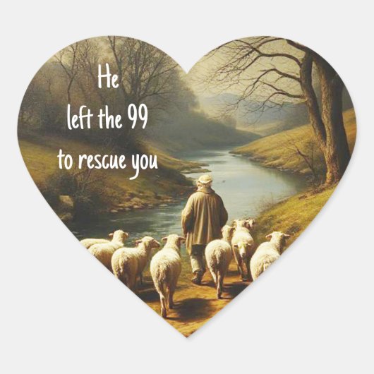 Aanmoediging van Christelijke Verse Shepherd & She Hart Sticker (Voorkant)