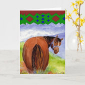 Aanmoediging van Humor met Waterverf paard Kaart (Gele Bloem)