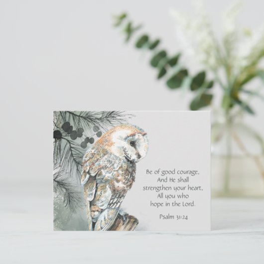 Aanmoediging van Inspirerend Bijbelscripts Owl Ca Briefkaart (Staand voorkant)