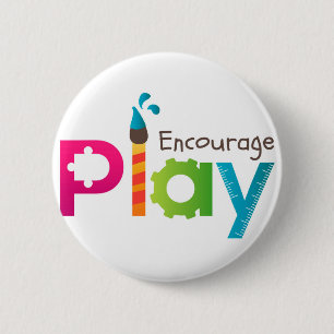 Aanmoediging van Play Round Button Logo