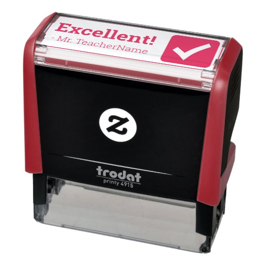Aanmoediging van "Uitstekend!" + Aangepaste lerare Zelfinktende Stempel (Product)