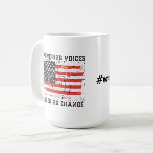 Aanmoediging van verandering 2024 Amerikaanse pres Koffiemok (Voorkant links)