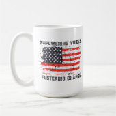 Aanmoediging van verandering 2024 Amerikaanse pres Koffiemok (Links)